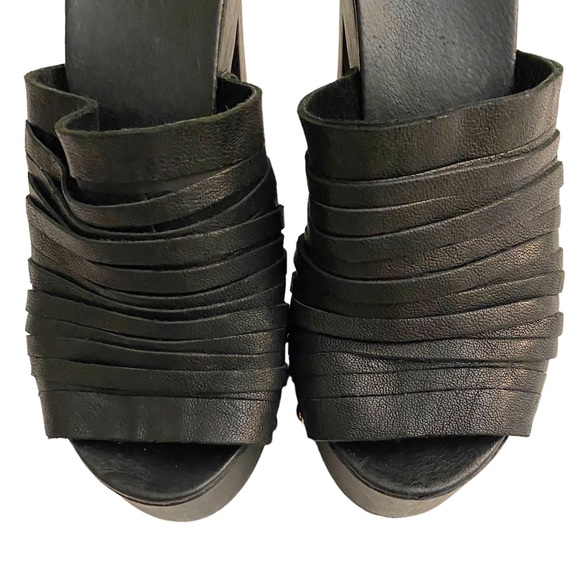 iDore black leather platform clogs size 7 - Picture 4 of 8